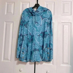 NWT Baikea green blue & white paisley shirt top blouse